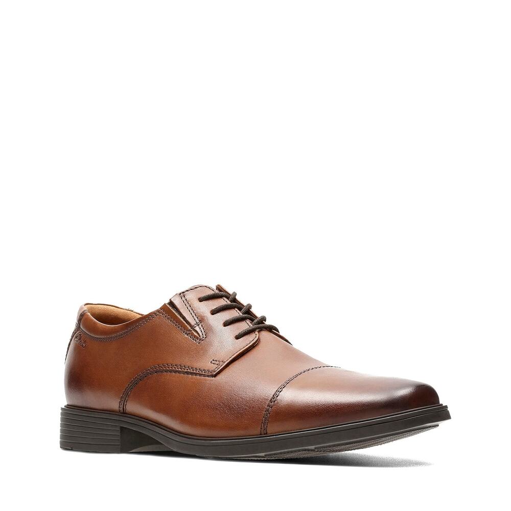 NWT Clarks Men’s Tilden Cap Oxford Dark Tan Leather Size 11M
